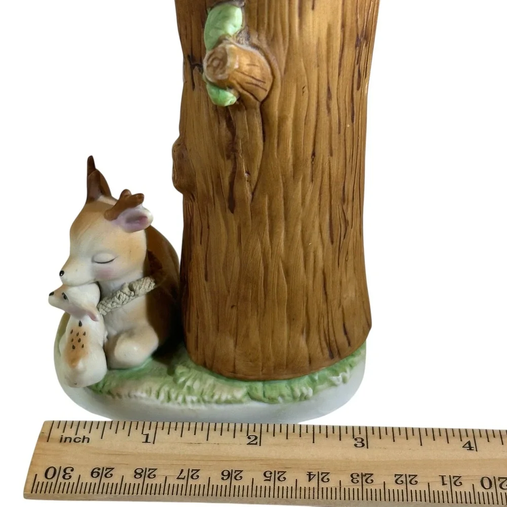 Vintage Enesco 1979 Adorable Ceramic‎ Tree Hug Mother Deer Fawn Bud Vase Taiwan